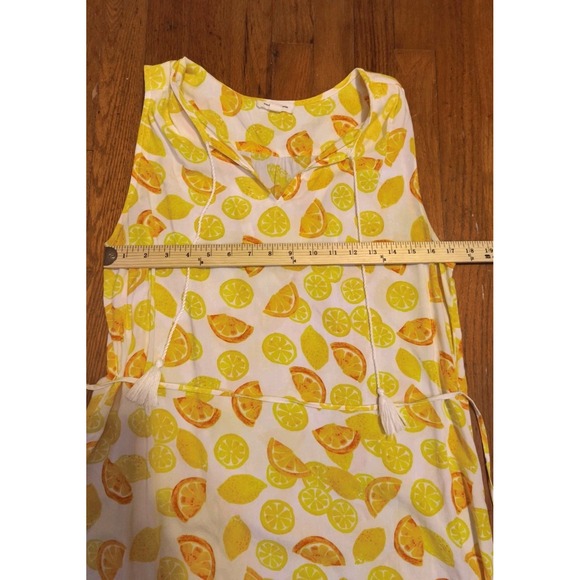 Beach Lunch Lounge Womens Yellow Summer Maxi Sleeveless Dress pullover Size L - Picture 9 of 12